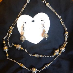 Brighton two tone necklace & earring set.